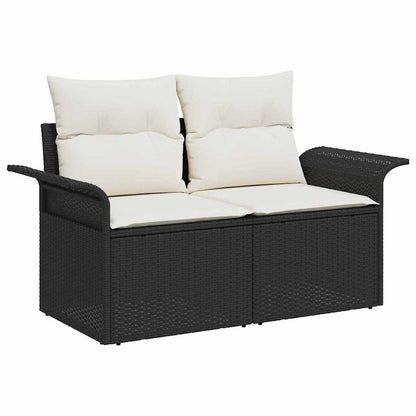 Gartensofa-set mit Kissen 5 pcs Schwarz Poly-Rattan