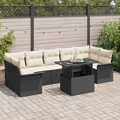 Garten-Sofa-Set mit Kissen 8 pcs Schwarz Poly Rattan