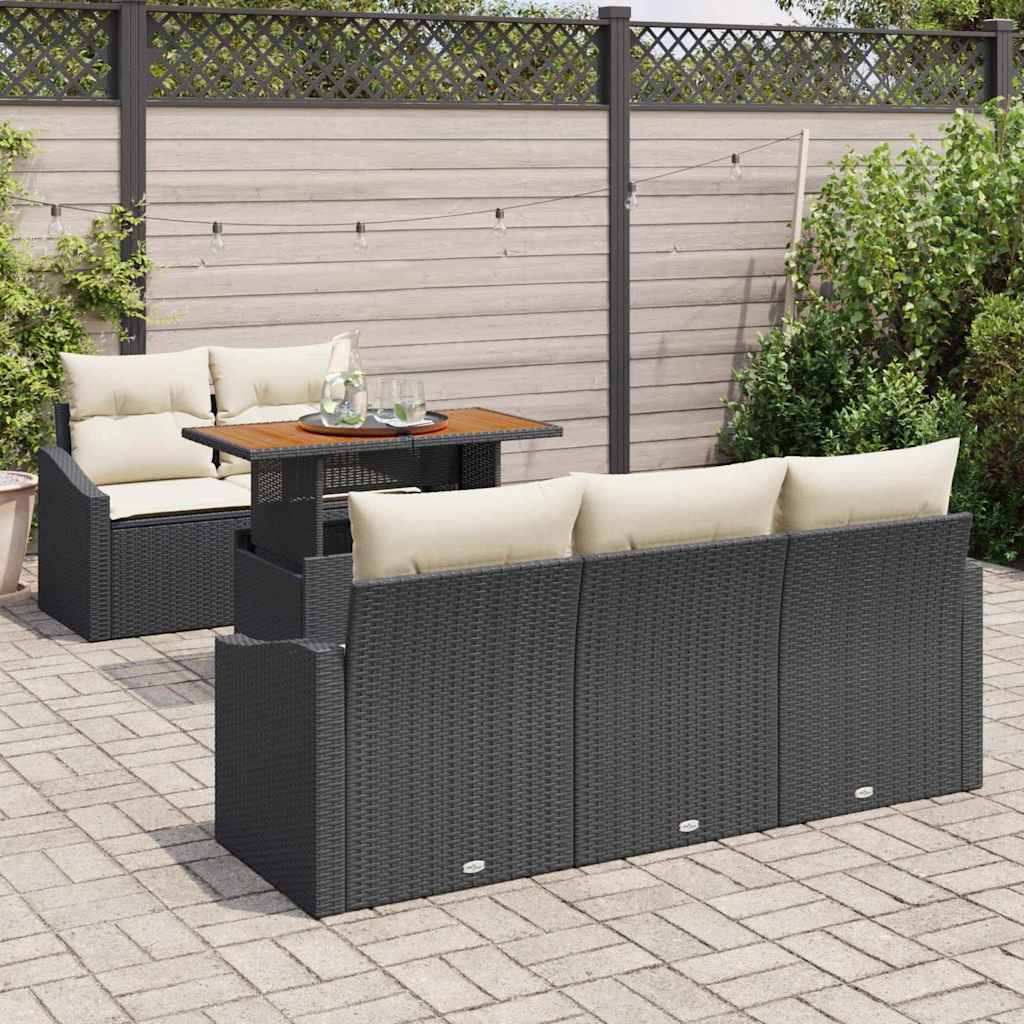 Garten Essgruppe mit Kissen 6 pcs Schwarz und Creme