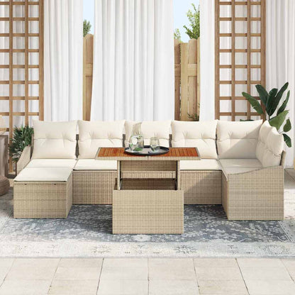 Garten Essgruppe mit Kissen 8 pcs Beige und Creme
