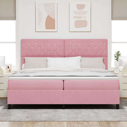 LED Boxspringbett mit Matratze Rosa 200 x 200 cm Stoff