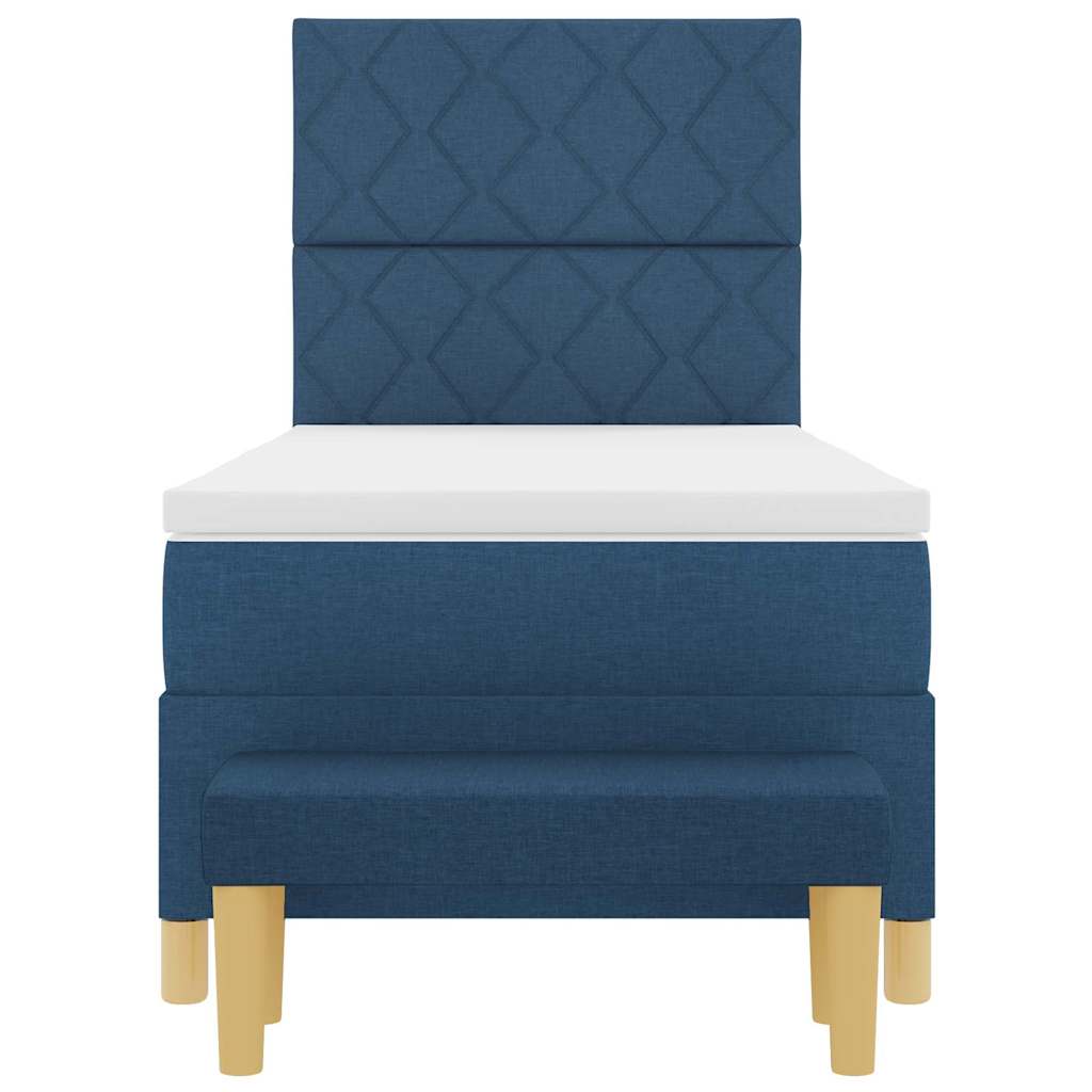 Boxspringbett mit Matratze mit Kopfteil Blau 100 x 200 cm Stoff