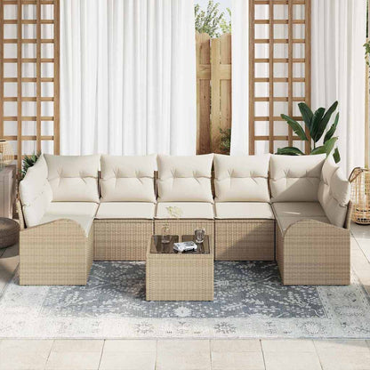 Garten-Sofa-Set mit Kissen mit Speicher 8 pcs Beige und Creme