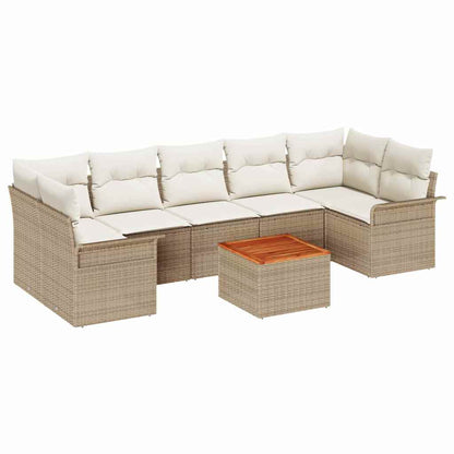 Gartensofa-set mit Speicher 8 pcs Beige und Creme Poly-Rattan
