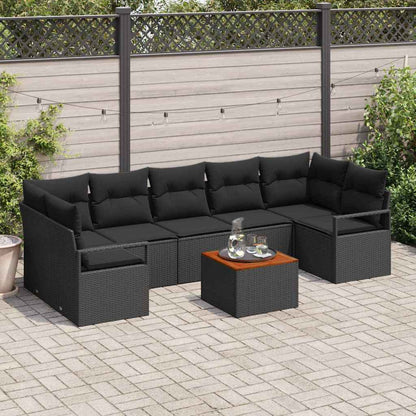 Gartensofa-set mit Speicher 8 pcs Schwarz Poly-Rattan