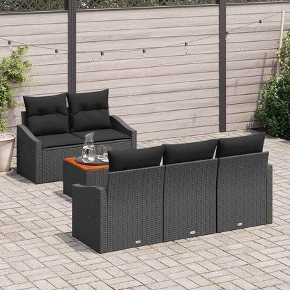 Gartensofa-set mit Speicher 6 pcs Schwarz Poly-Rattan