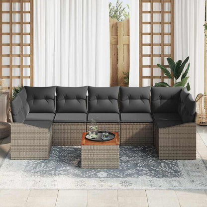 Gartensofa-set mit Speicher 8 pcs Grau Poly-Rattan