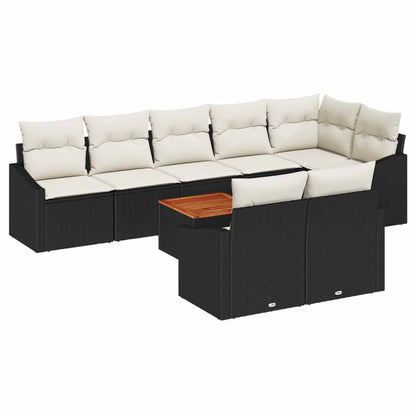 Gartensofa-set mit Speicher 9 pcs Schwarz und Creme Poly-Rattan