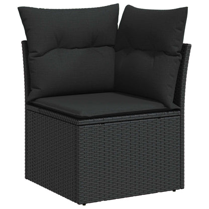 Gartensofa-set mit Kissen mit Speicher 6 pcs Schwarz Polyrattan