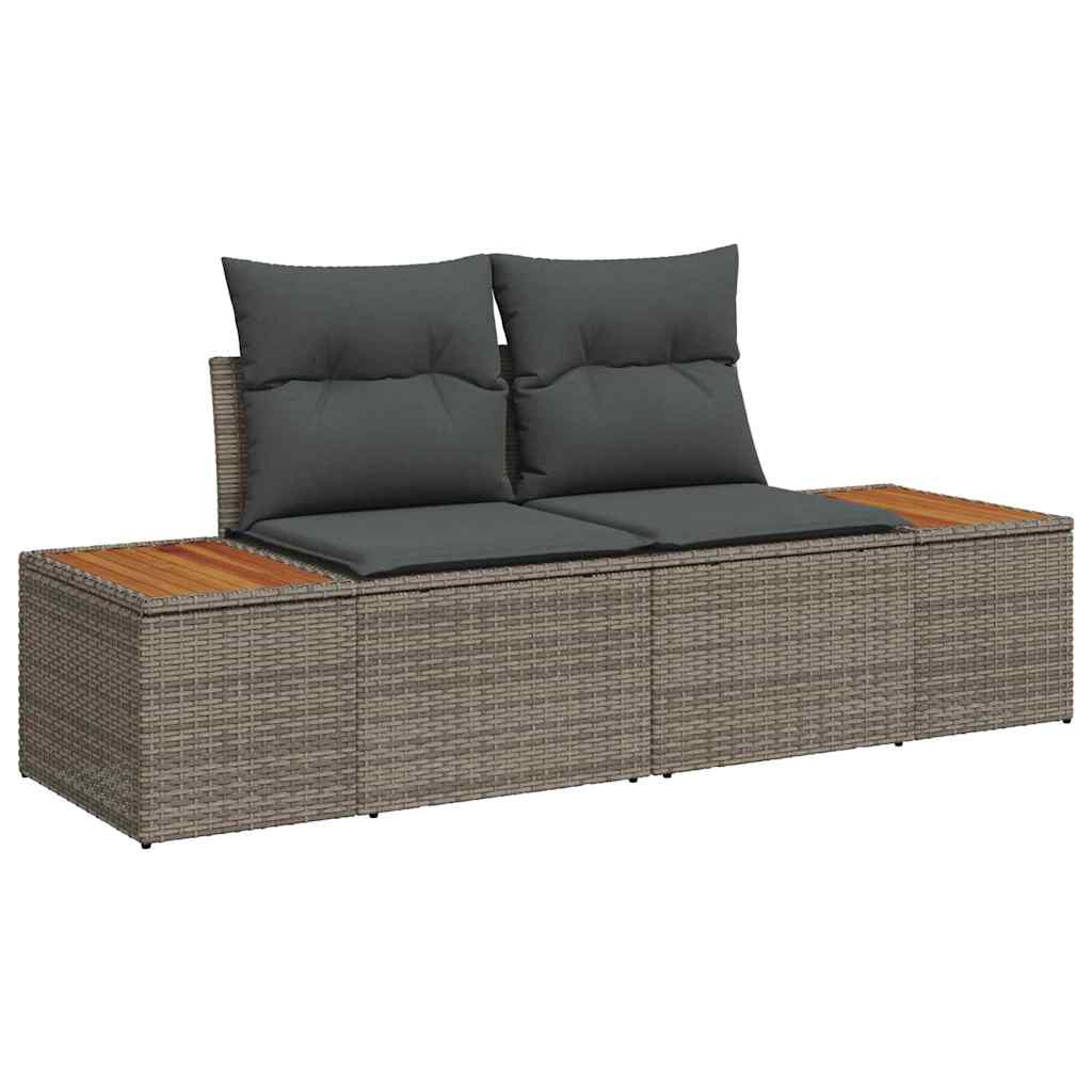 Gartensofa-set mit Kissen mit Speicher 9 pcs Grau Polyrattan