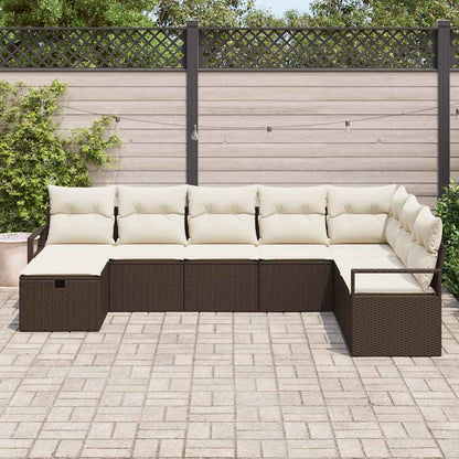 Sofa Set mit Kissen mit Speicher Braun und Creme Poly-Rattan