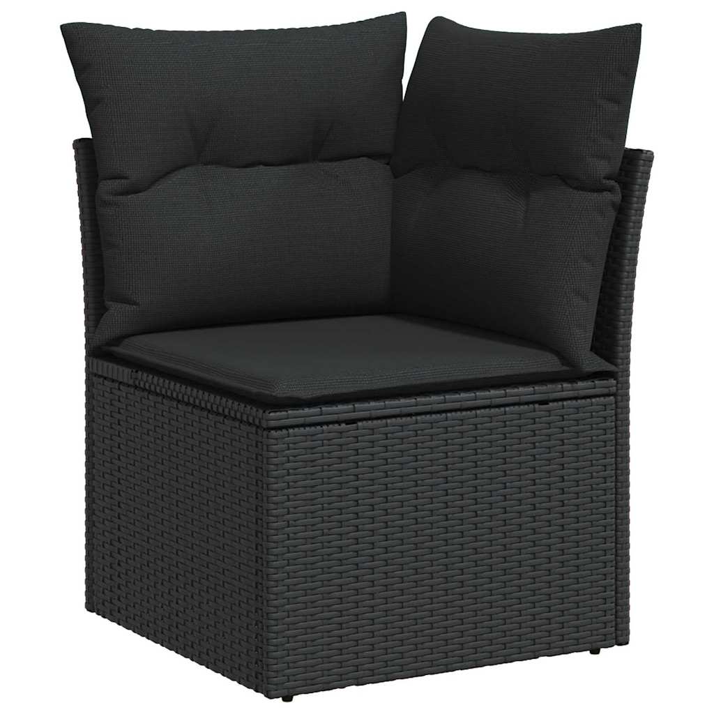Gartensofa-set mit Kissen 8 pcs Schwarz Poly-Rattan