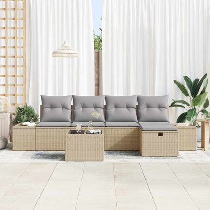 Sofa Set mit Kissen 5 pcs Poly-Rattan