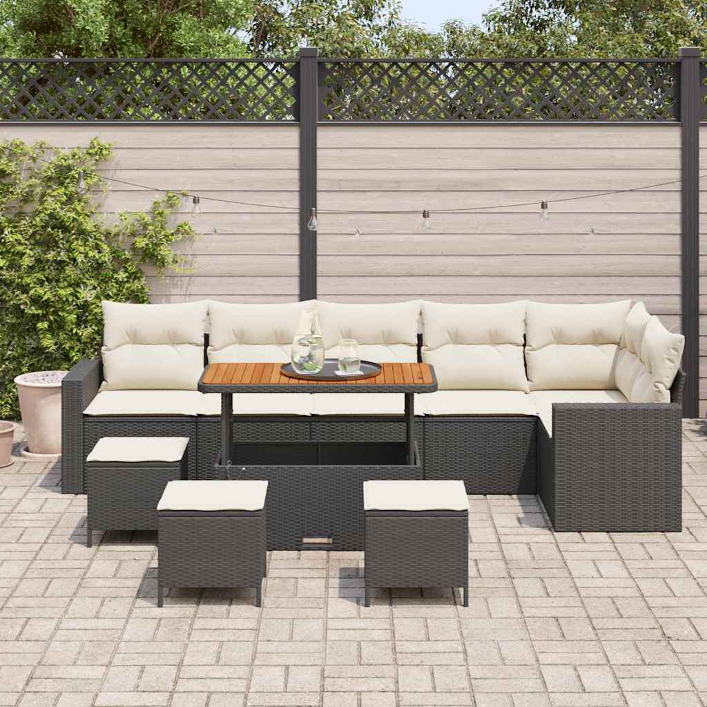 Gartensofa-set 10 pcs Schwarz Poly-Rattan