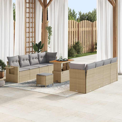 Gartensofa-set mit Kissen 11 pcs Beige Poly Rattan