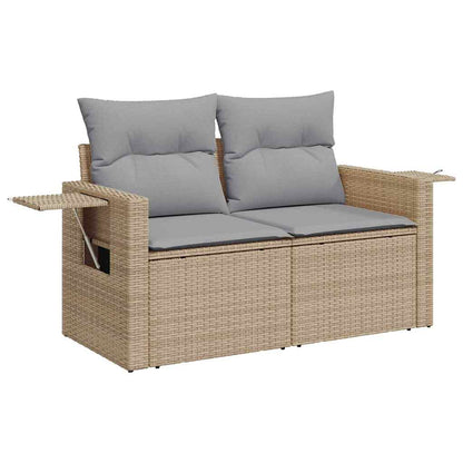 Gartensofa-set mit Kissen 11 pcs Beige Poly Rattan