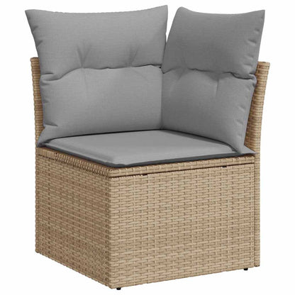 Gartensofa-set mit Kissen 11 pcs Beige Poly Rattan