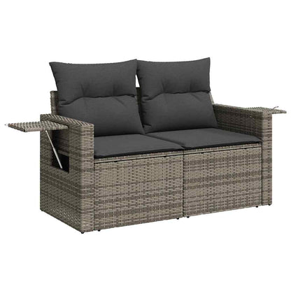 Gartensofa-set mit Kissen 11 pcs Grau Poly Rattan
