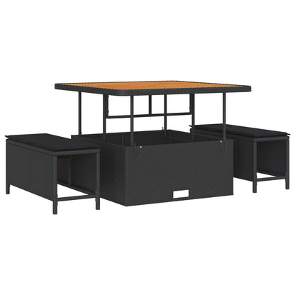 Gartensofa-set mit Kissen 11 pcs Schwarz Poly Rattan