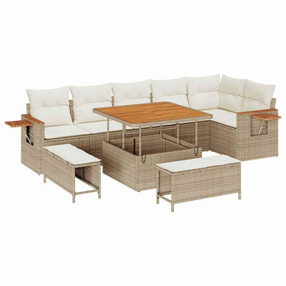 Gartensofa-set mit Kissen 9 pcs Beige und Creme