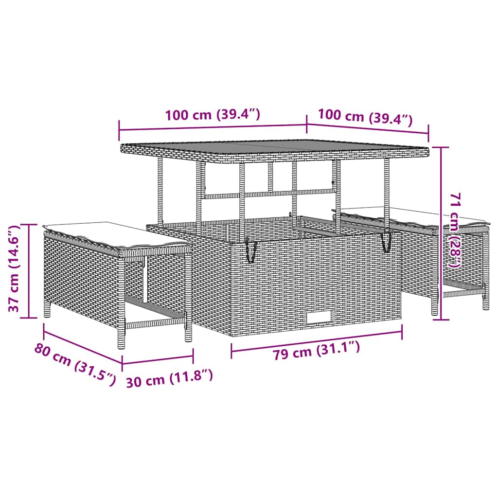 Gartensofa-set mit Kissen 9 pcs Beige und Creme
