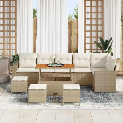 Gartensofa-set mit Kissen 12 pcs Beige und Creme Poly-Rattan