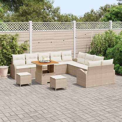 Garten-Sofa-Set mit Kissen mit Speicher 13 pcs Beige und Creme