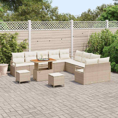 Garten-Sofa-Set mit Kissen mit Speicher 13 pcs Beige und Creme