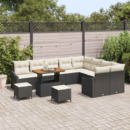 Gartensofa-set mit Kissen 12 pcs Schwarz Poly Rattan