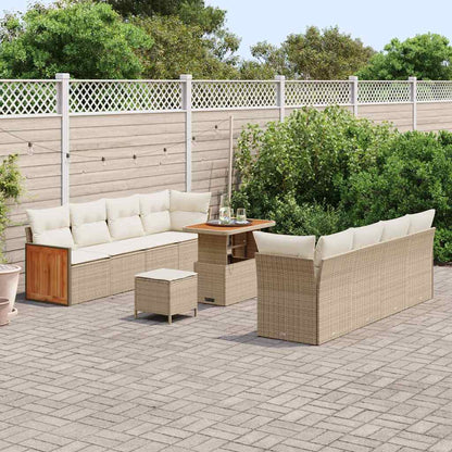 Gartensofa-set mit Kissen 12 pcs Beige und Creme Poly-Rattan