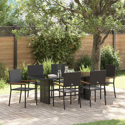 Garten Essgruppe 7 pcs Schwarz Poly-Rattan
