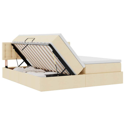 Aufbewahrungsbett mit Matratze Creme 200 x 200 cm Kunstleder