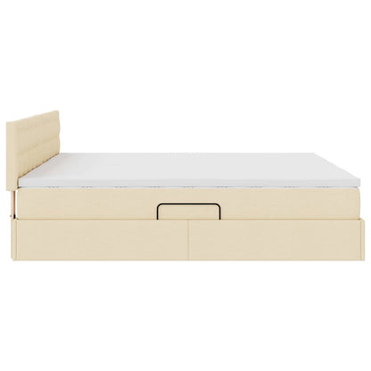 Aufbewahrungsbett mit Matratze Creme 200 x 200 cm Kunstleder