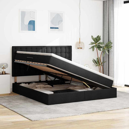 Bett mit Stauraum und LED Schwarz 160 x 200 cm Polyester