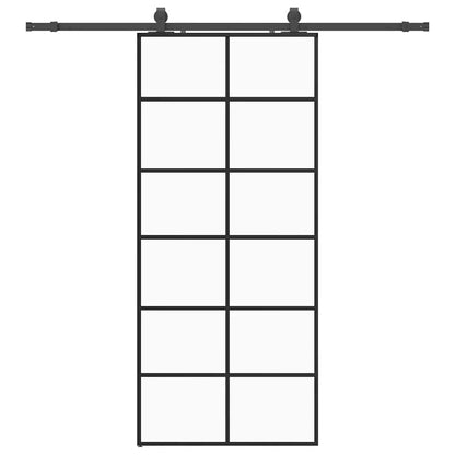 Schiebetür mit Beschlag Schwarz 90x205 cm ESG-Glas
