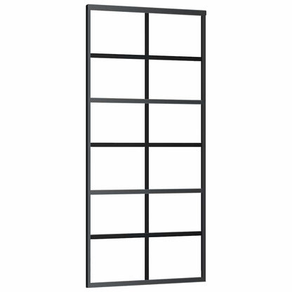 Schiebetür mit Beschlag Schwarz 90x205 cm ESG-Glas