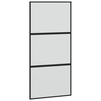 Schiebetür mit Beschlag Schwarz 102,5x205 cm Hartglas