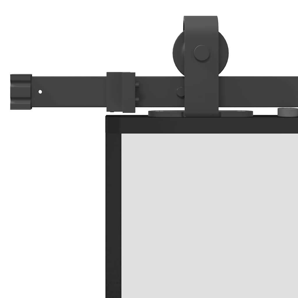 Schiebetür mit Beschlag Schwarz 102,5x205 cm Hartglas