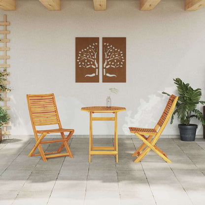 Klapp Bistro Set 3 pcs Braun Massivholz Akazie
