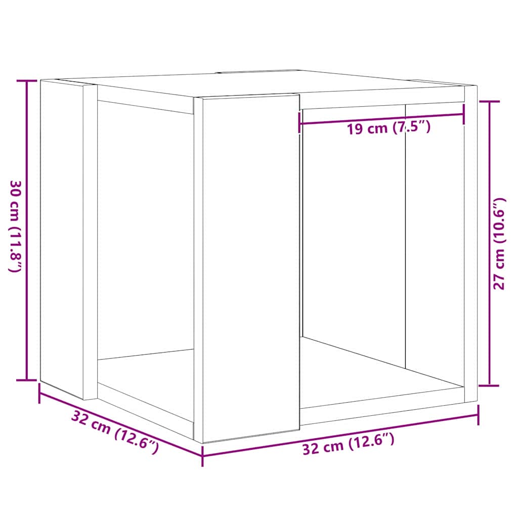 Couchtisch Altholz 32 x 32 x 30 cm Holzwerkstoff