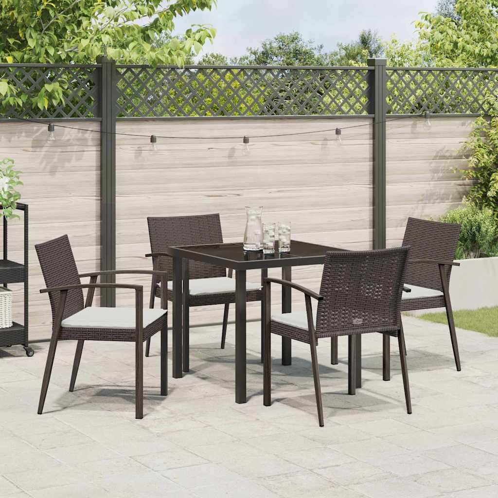 Garten Essgruppe 5 pcs Braun und Schwarz PE-Rattan