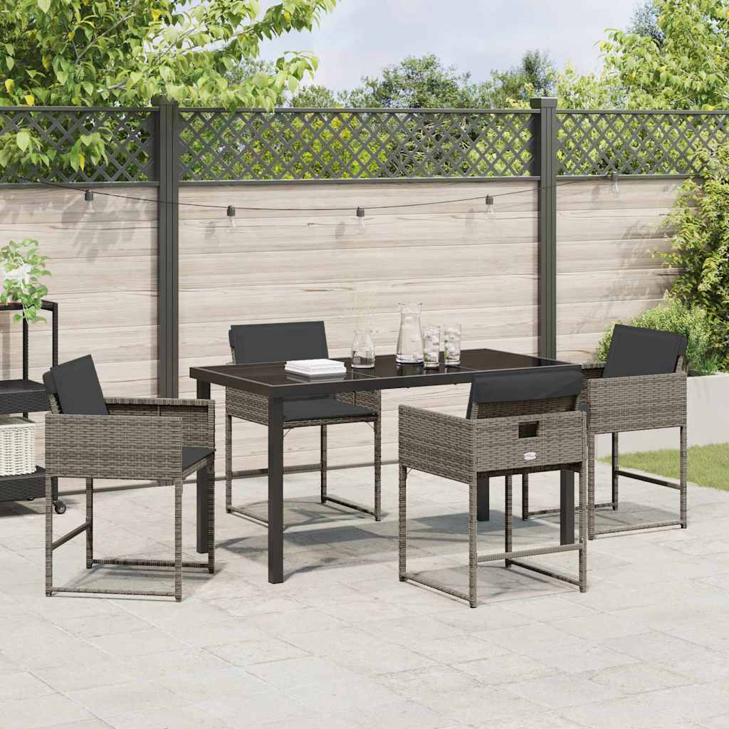 Garten Essgruppe mit Kissen 5 pcs Grau Poly-Rattan