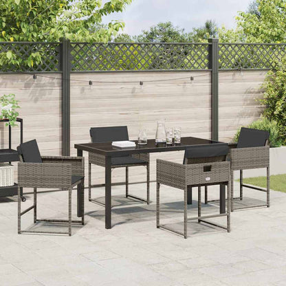 Garten Essgruppe mit Kissen 5 pcs Grau Poly-Rattan