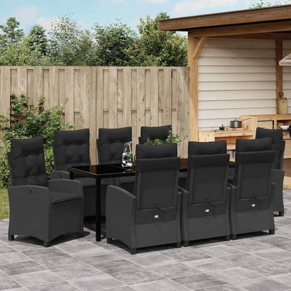 Garten Essgruppe mit Kissen 9 pcs Schwarz Poly-Rattan