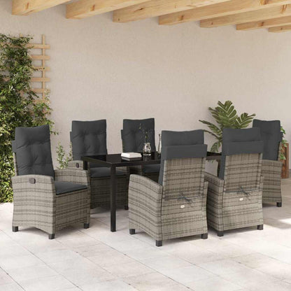 Garten Essgruppe mit Kissen 7 pcs Grau Poly-Rattan