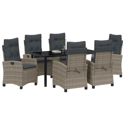 Garten Essgruppe mit Kissen 7 pcs Grau Poly-Rattan