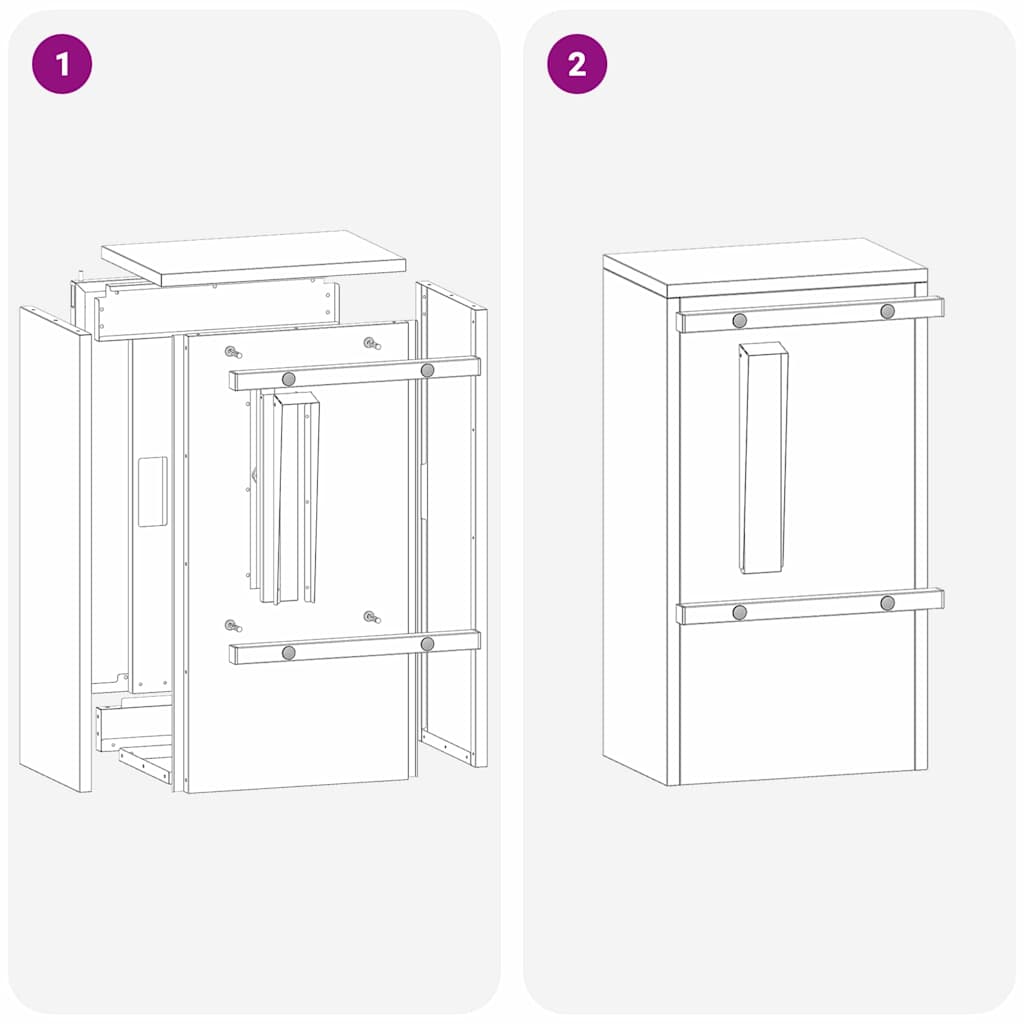 Briefkasten mit Speicher Silber 30 x 20 x 55 cm Edelstahl