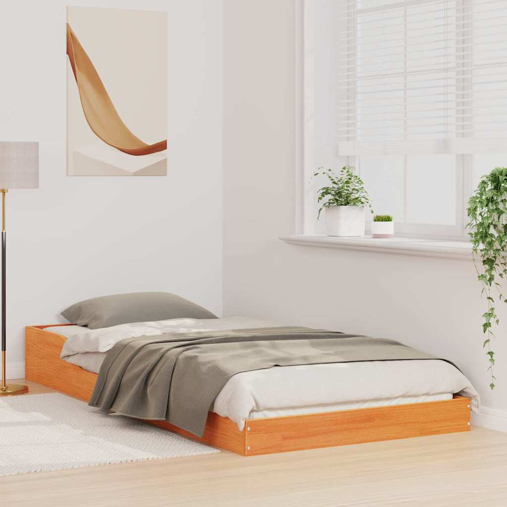 Bettrahmen Wachsbraun 100 x 200 cm Massives Kiefernholz