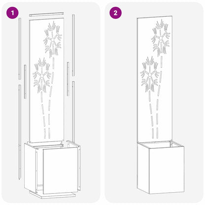 Garten Sichtschutz-Leinwand Floral Schwarz 32 x 140 cm