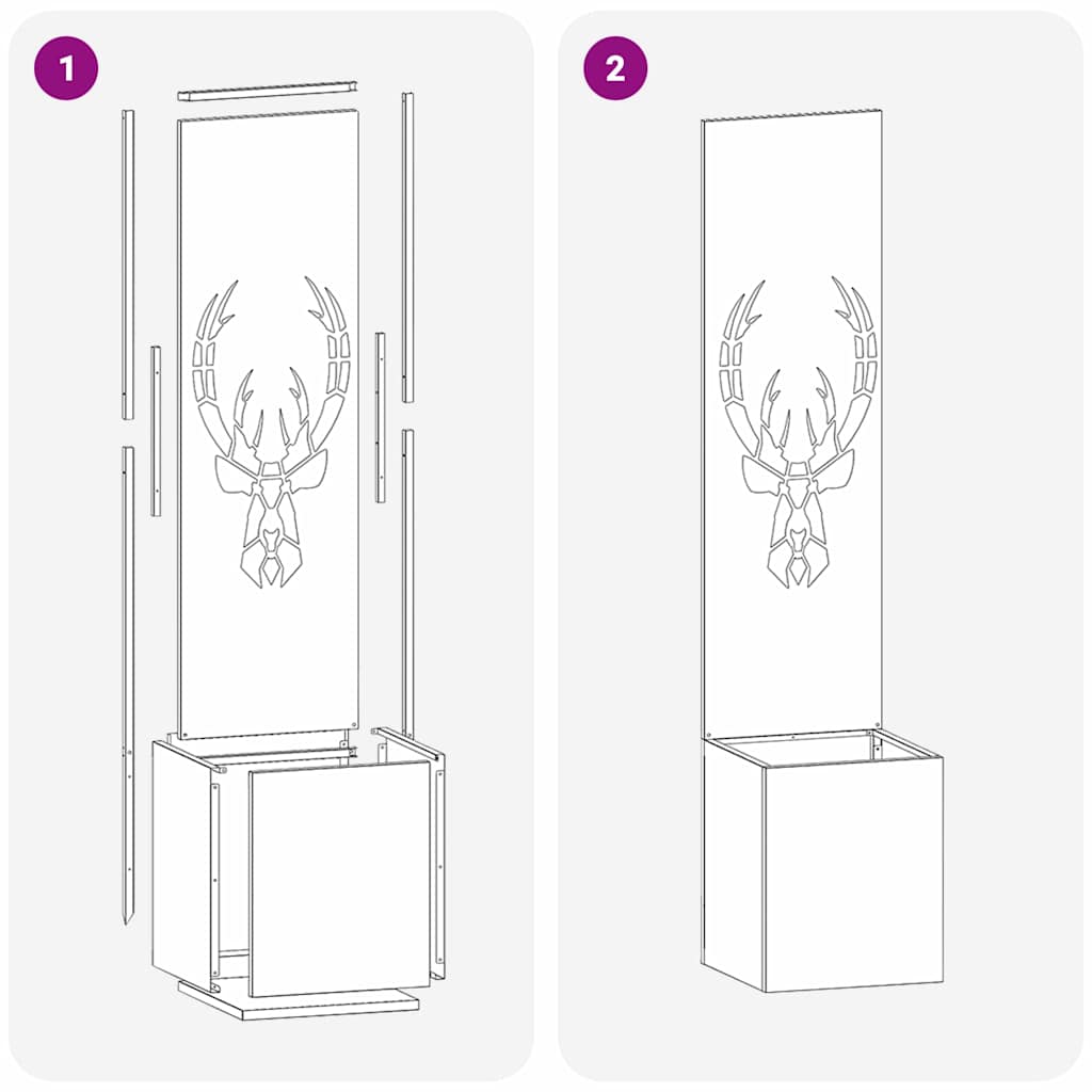 Garten Sichtschutz-Leinwand Tiermuster Silber 32 x 32 x 150 cm